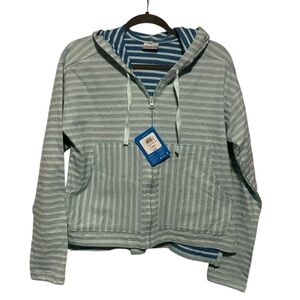 New With Tags Columbia Melody Spring Blue Stripe Full Zip Lightweight Jacket L